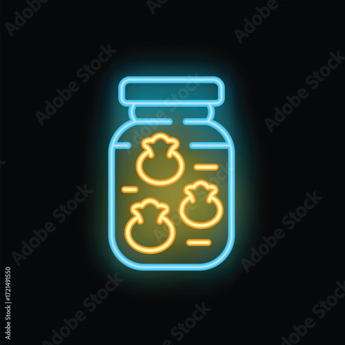 This vibrant neon sign is perfect for illustrating concepts of food preservation, homemade goods, and traditional recipes