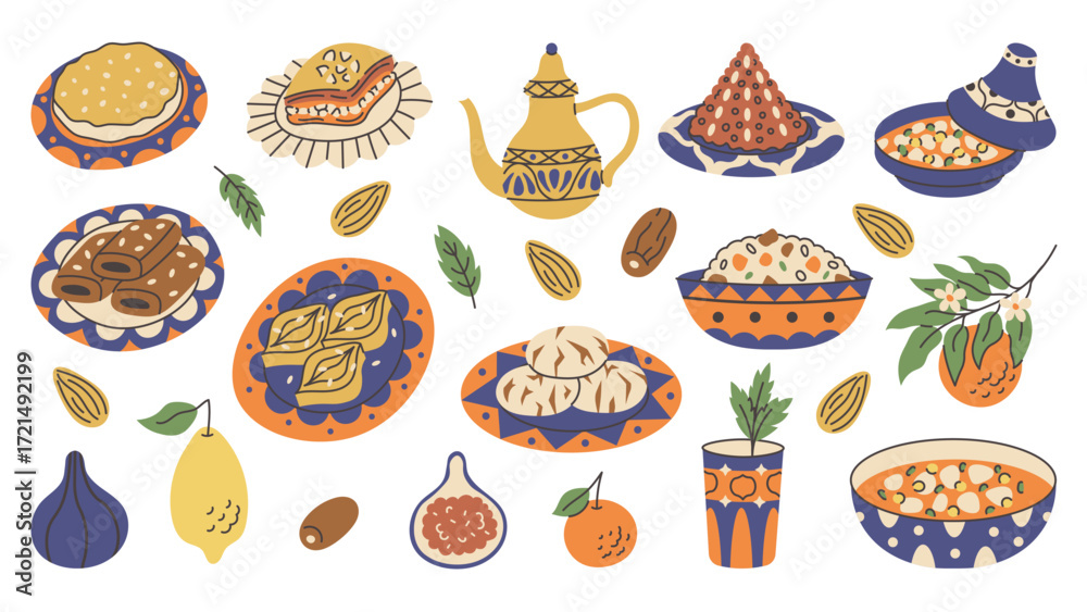 Εκτύπωση καμβά Maghrebi Cuisine Vector Set