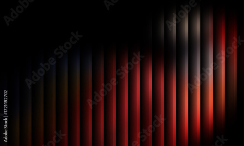 Modern abstract background with glowing red and orange vertical panels and dramatic lighting.