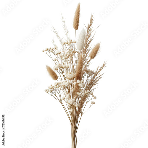 Rustic Dried Flower Bouquet with Pampas Grass and Bunny Tails in Neutral Tones