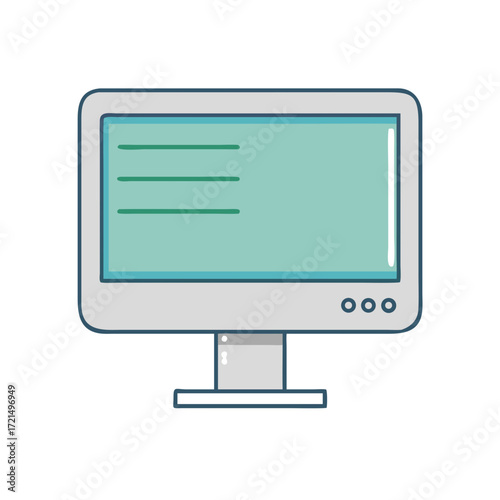 Illustration of a simple computer monitor with a pastel color palette