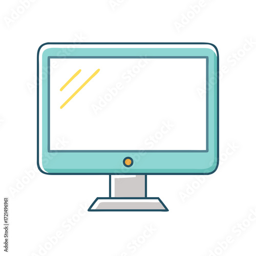 Cute light blue computer monitor for desktop use, with yellow highlights