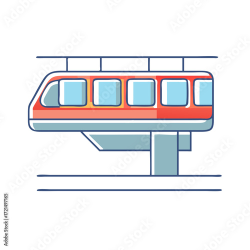Monorail train illustration showing rapid transit system transportation of the future