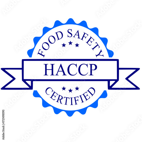 HACCP vector badge template. This design use round shape. Suitable for food industrial.