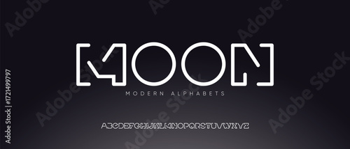 Typography minimal modern slim monogram fonts style. Vector illustration and tech line font. Abstract minimal modern alphabet font.

