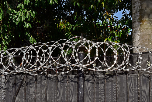 Barbed wire on top of the fence, Rio de Janeiro, Brazil