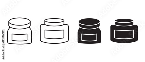cream jar icons set. isolated on white background, black and white color.