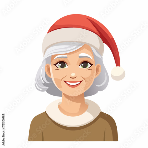 Alte Frau mit einer Weihnachtsmütze