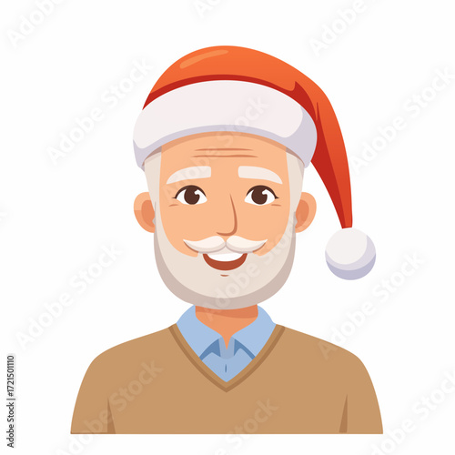 Alter Mann mit einer Weihnachtsmütze