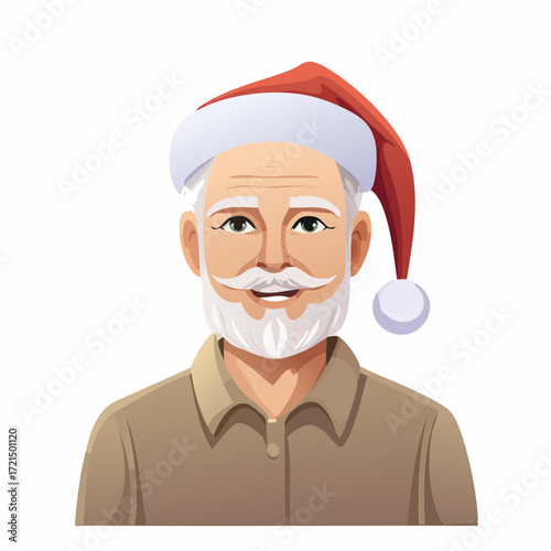 Alter Mann mit einer Weihnachtsmütze