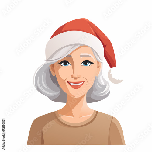 Alte Frau mit einer Weihnachtsmütze