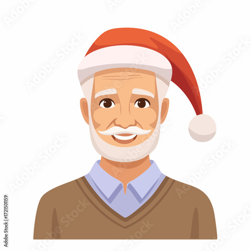 Alter Mann mit einer Weihnachtsmütze