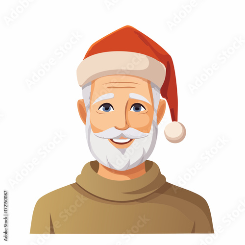 Alter Mann mit einer Weihnachtsmütze