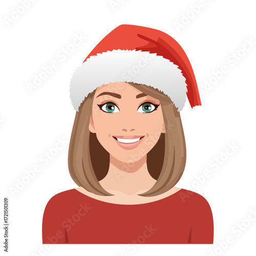 Junge Frau mit einer Weihnachtsmütze