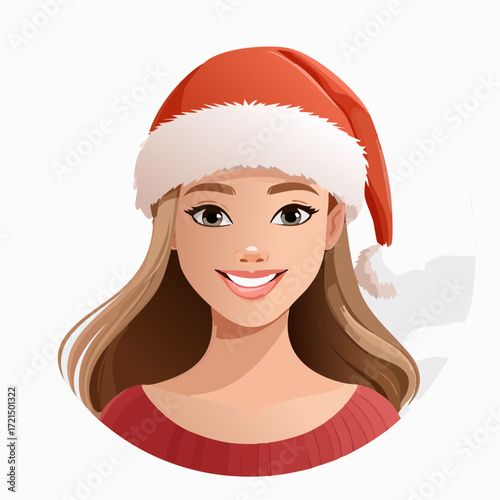 Junge Frau mit einer Weihnachtsmütze