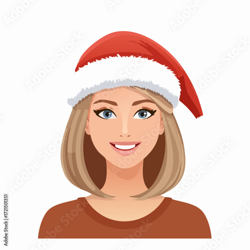 Junge Frau mit einer Weihnachtsmütze