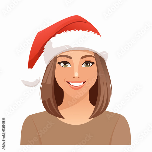 Junge Frau mit einer Weihnachtsmütze
