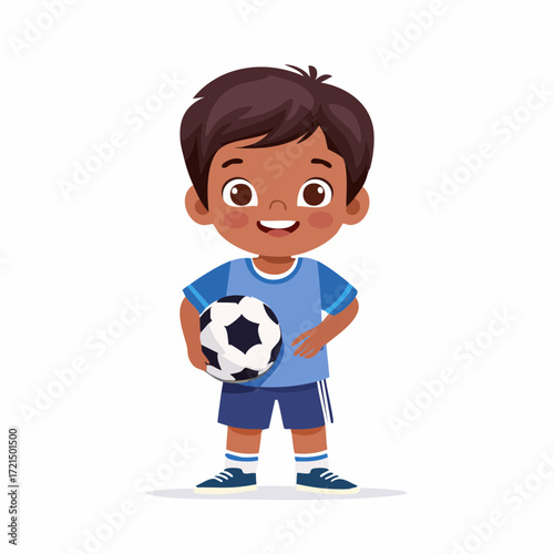 Kleiner Junge mit einem Fußball