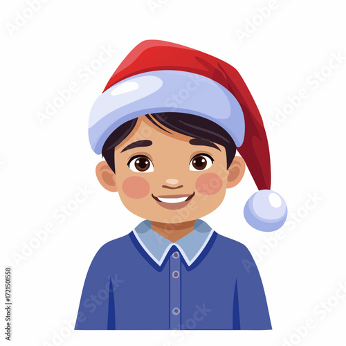 Kleiner Junge mit einer Weihnachtsmütze