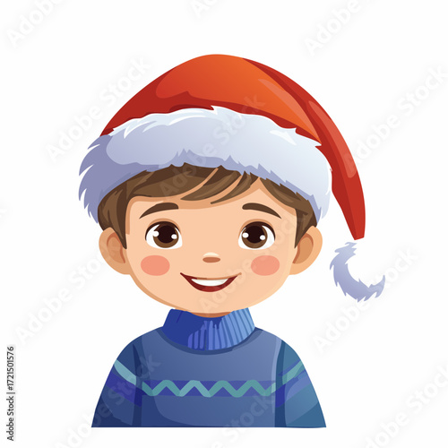 Kleiner Junge mit einer Weihnachtsmütze
