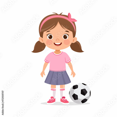 Kleines Mädchen mit einem Fußball