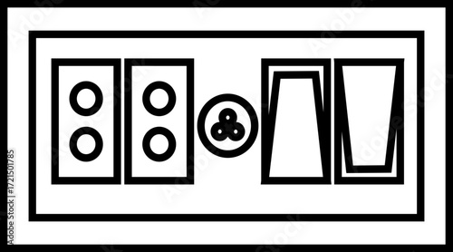 Electric Switchboard Icon in Black Color Line Style Circuit Panel Vector Electrical Board Symbol Power Control System Interface
