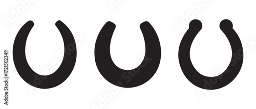 horseshoe shapes icons. isolated on white background in a row design.