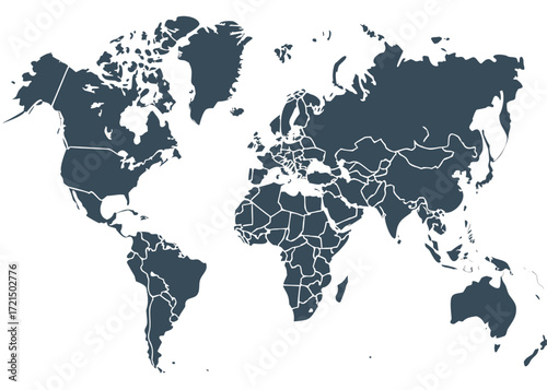 Detailed Blue Europe Map with Country Borders on White Background Illustration 