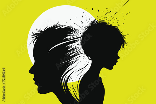Son, father, childFather and Son Duality – Abstract Childhood Trauma and Inner Conflict Illustrationhood, trauma, duality, artwork