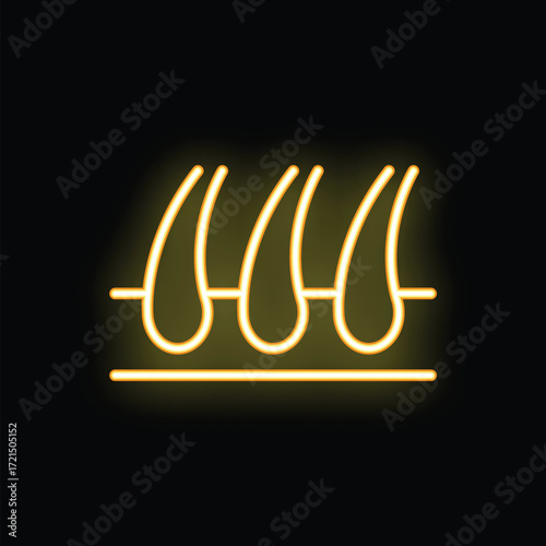 Neon glowing symbol of hair transplantation representing hair follicles being moved to the scalp