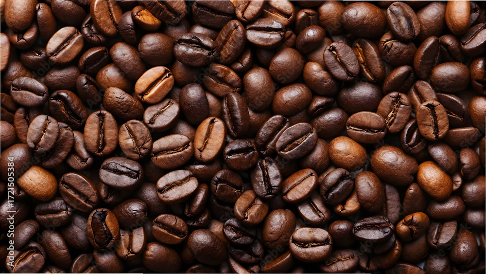 Obraz premium Aromatic Roasted Coffee Beans Background: Rich Brown Texture for Espresso, Caffeine, and Morning Energy Concepts