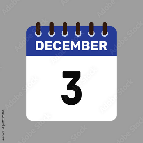 calendar with december 3 icon vector reminder for important deadlines and special events this autumn season