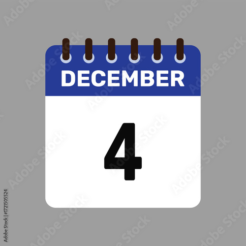 calendar with december 4 icon vector reminder for important deadlines and special events this autumn season