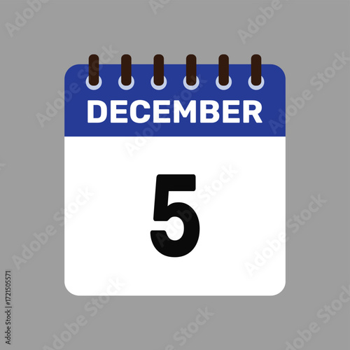 calendar with december 5 icon vector reminder for important deadlines and special events this autumn season