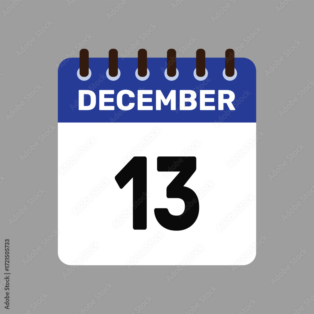 Fototapeta premium calendar with december 13 icon vector reminder for important deadlines and special events this autumn season