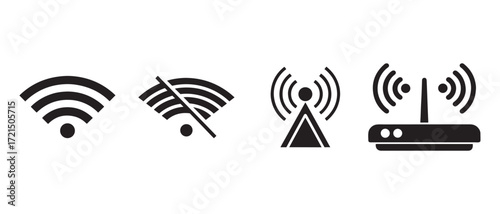 Wireless and wifi icon set. isolated on white background for web design.