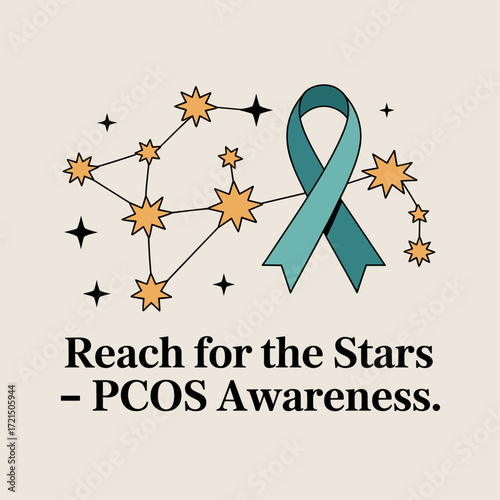 Reach for the Stars PCOS Awareness Ribbon Design