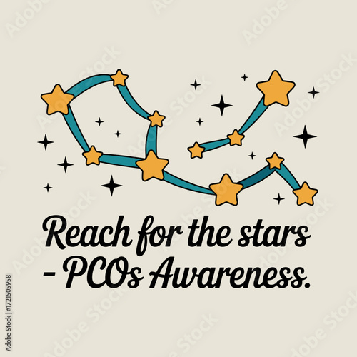 Reach for the Stars PCOS Awareness Ribbon Design
