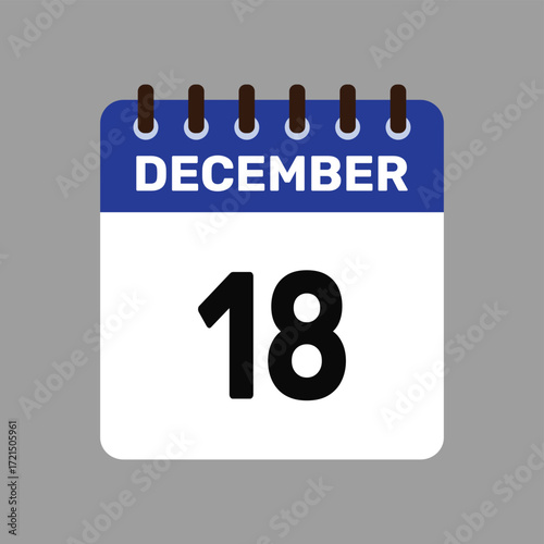 calendar with december 18 icon vector reminder for important deadlines and special events this autumn season