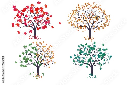 illustration of a set of trees with leaves
