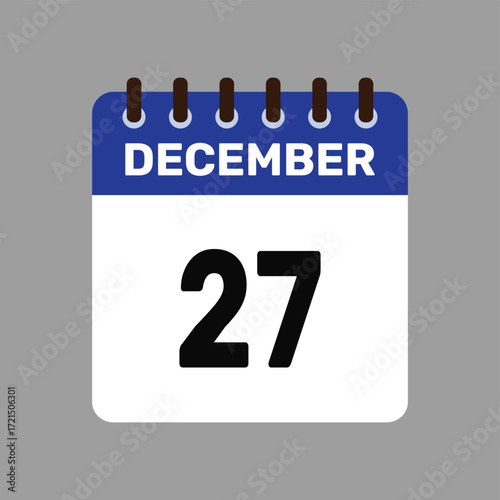 calendar with december 27 icon vector reminder for important deadlines and special events this autumn season