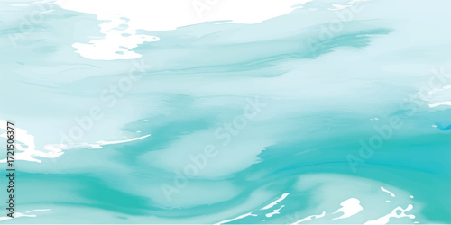 Hand Painted Aqua Blue Watercolor Abstract Wash with Gradient Layers and Ocean Inspired Smooth Artistic Flow