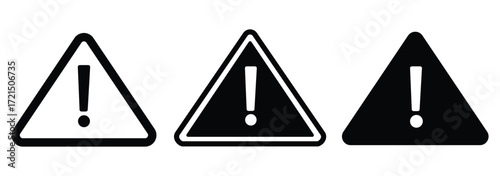 Warning, precaution, attention, alert icon, exclamation mark in the triangle shape. Symbol or icon for web site, logo, UI design