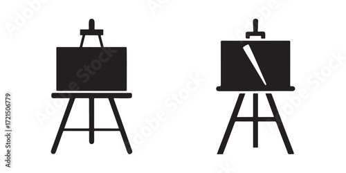 easel silhouettes icons. isolated on white background for painting and drawing.