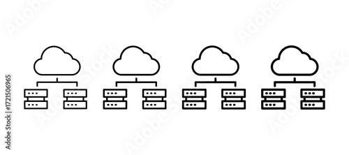 Cloud Computing Multiple Line Icon Element
