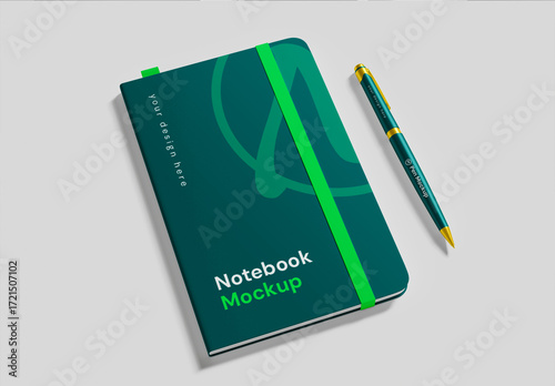 Planner Diary Notebook Mockup with Pen