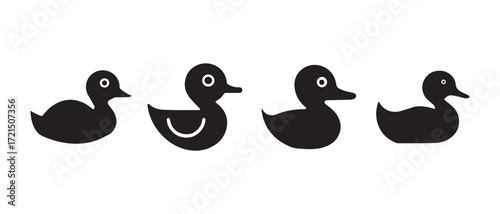 Duck silhouette icon. in black isolated on white background.