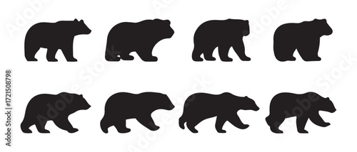 bear silhouettes. isolated on white background for design needs.