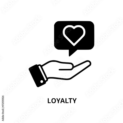 Hand offering loyalty heart icon symbol representing love trust and appreciation