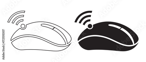 Wireless computer mouse icons. isolated on white background in black and white.